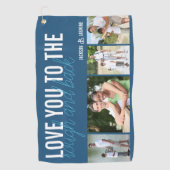 ラフとバック4フォトブルーホワイトにあなたを愛する ゴルフタオル (正面)