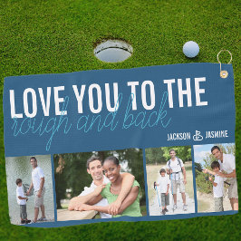 ラフとバック4フォトブルーホワイトにあなたを愛する ゴルフタオル