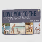 ラフとバック4フォト石板ブルー ゴルフタオル (横)