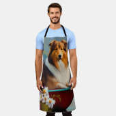ラフなコリーでパドル：風光明媚な冒険 エプロン (着用した状態)