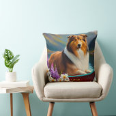 ラフなコリーでパドル：風光明媚な冒険 クッション (椅子)