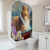 ラフなコリーでパドル:風光明媚な冒険 シャワーカーテン (インサイチュ)