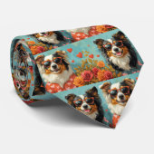 ラフなコリーとハートバラバレンタインデー ネクタイ (ロール)