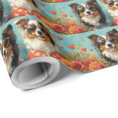 ラフなコリーとハートバラバレンタインデー ラッピングペーパー (ロールコーナー)