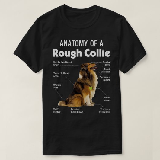 ラフなコリーのおもしろい犬愛好家の解剖学 Tシャツ (デザイン正面)