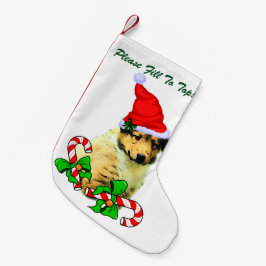 ラフなコリーの子犬のクリスマス スモールクリスマスストッキング