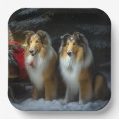 ラフなコリースノーイスレクリスマスデコール ペーパープレート (正面)