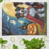 ラフなコリードッグスパンプキンハロウィンおもしろい キッチンタオル (折り畳み)