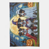 ラフなコリードッグスパンプキンハロウィンおもしろい キッチンタオル (縦)