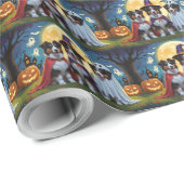 ラフなコリードッグスパンプキンハロウィンおもしろい ラッピングペーパー (ロールコーナー)