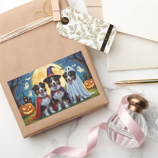 ラフなコリードッグスパンプキンハロウィンおもしろい 長方形シール (ギフト)