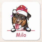 ラフなコリードッグパーソナライズされたハンドスケッチ スクエアペーパーコースター (正面)