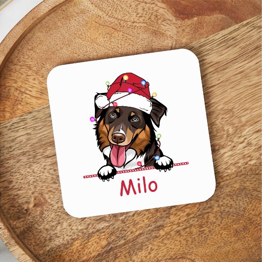 ラフなコリードッグパーソナライズされたハンドスケッチ スクエアペーパーコースター