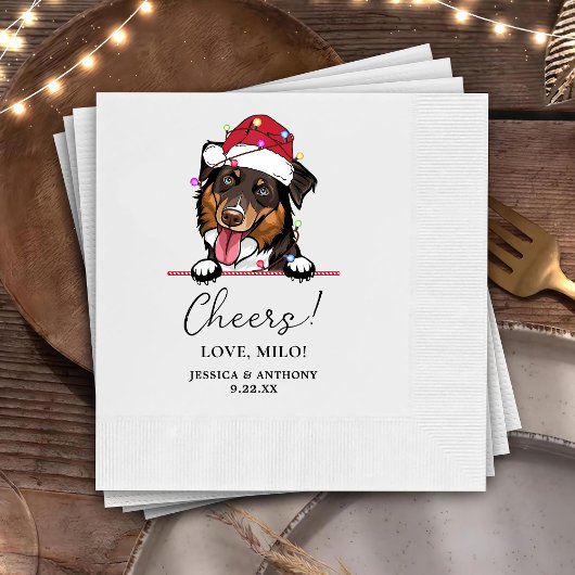 ラフなコリードッグパーソナライズされた応援ナプキン 縁ありカクテルナプキン