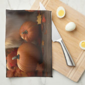 ラフなコリーパピー秋の喜びカボチャ キッチンタオル (四つ折り)