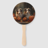 ラフなコリーパピー秋の喜びカボチャ ハンドファン (正面)