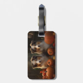 ラフなコリーパピー秋の喜びカボチャ ラゲッジタグ (裏面縦)