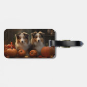 ラフなコリーパピー秋の喜びカボチャ ラゲッジタグ (裏面横)