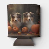 ラフなコリーパピー秋の喜びカボチャ 缶クーラー (裏面)