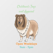 ラフなコリー犬の漫画イラストレーション ウィンドウサイン (シート)