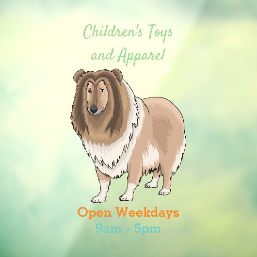 ラフなコリー犬の漫画イラストレーション ウィンドウサイン (シート3)