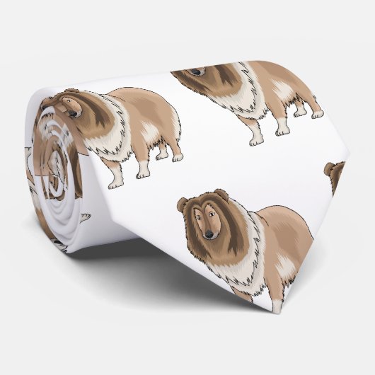 ラフなコリー犬の漫画イラストレーション ネクタイ (ロール)