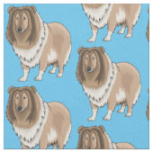 ラフなコリー犬の漫画イラストレーション ファブリック (クローズアップ)