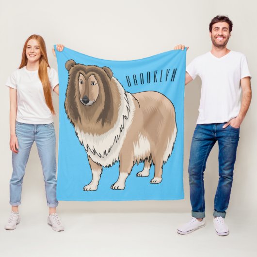 ラフなコリー犬の漫画イラストレーション フリースブランケット (インサイチュ)