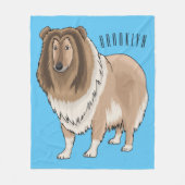 ラフなコリー犬の漫画イラストレーション フリースブランケット (正面)