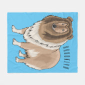 ラフなコリー犬の漫画イラストレーション フリースブランケット (正面(横))