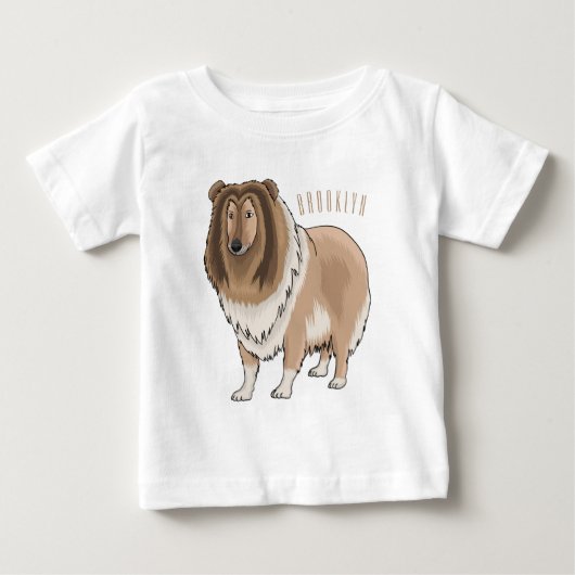 ラフなコリー犬の漫画イラストレーション ベビーTシャツ (正面)