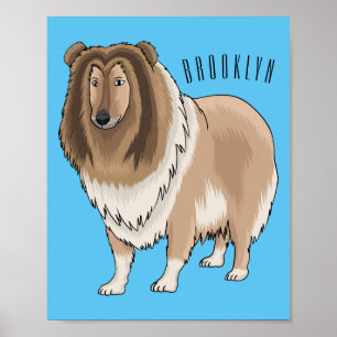 ラフなコリー犬の漫画イラストレーション ポスター