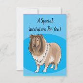 ラフなコリー犬の漫画イラストレーション 招待状 (裏面)