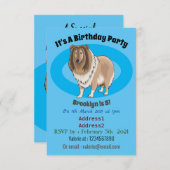 ラフなコリー犬の漫画イラストレーション 招待状 (正面/裏面)