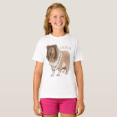 ラフなコリー犬の漫画イラストレーション Tシャツ (正面フル)