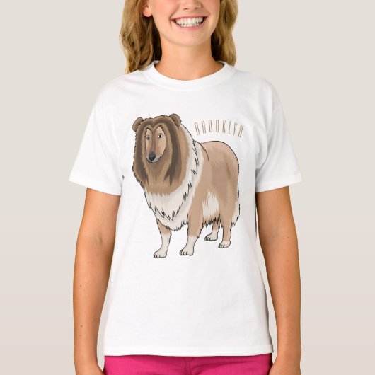 ラフなコリー犬の漫画イラストレーション Tシャツ (正面)