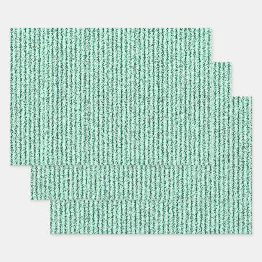 ラフなストライプコーデュロイの緑 ラッピングペーパーシート (セット)