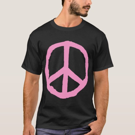 ラフな平和のシンボル – 暗いピンク Tシャツ (正面)