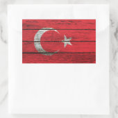 ラフな木目の効果を持つトルコ国旗 長方形シール (バッグ)