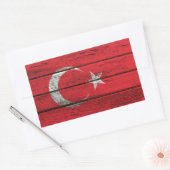 ラフな木目の効果を持つトルコ国旗 長方形シール (封筒)