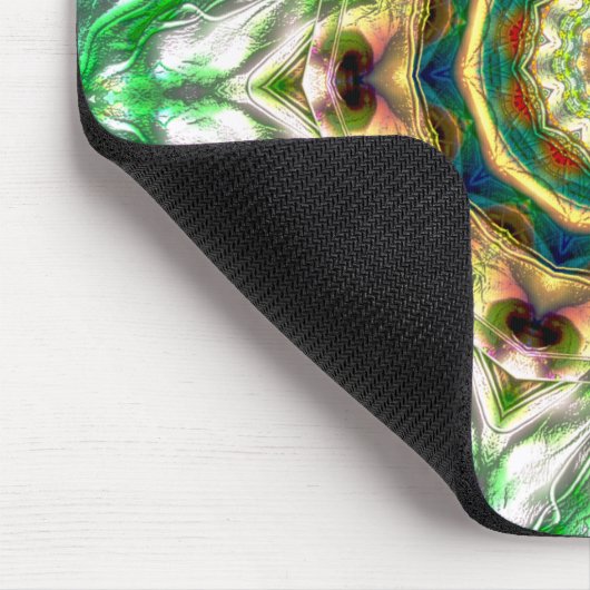 ラフな金属アクアブルーと緑のテクスチャ曼荼羅 マウスパッド (コーナー)