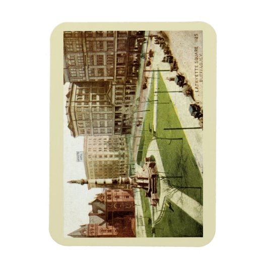 ラファイエットスクエアバッファローNY 1915ヴィンテージはがき マグネット (縦)