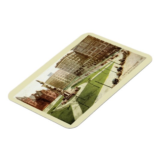 ラファイエットスクエアバッファローNY 1915ヴィンテージはがき マグネット (左側)