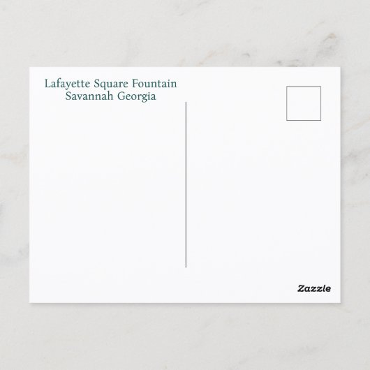 ラファイエットスクエアファウンテンサバンナGA写真 ポストカード (裏面)
