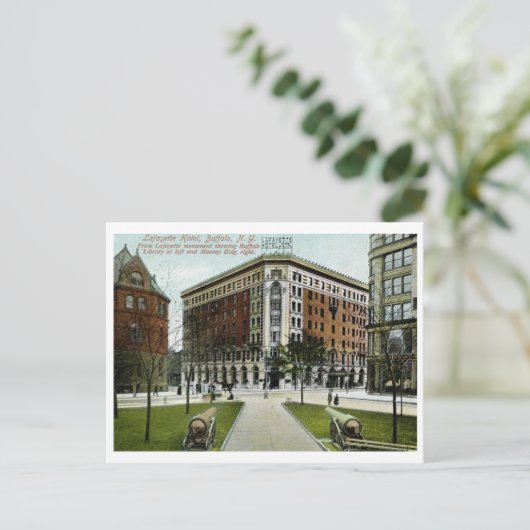 ラファイエットホテルバッファロー, NY 1909ヴィンテージ ポストカード (スタンド正面)