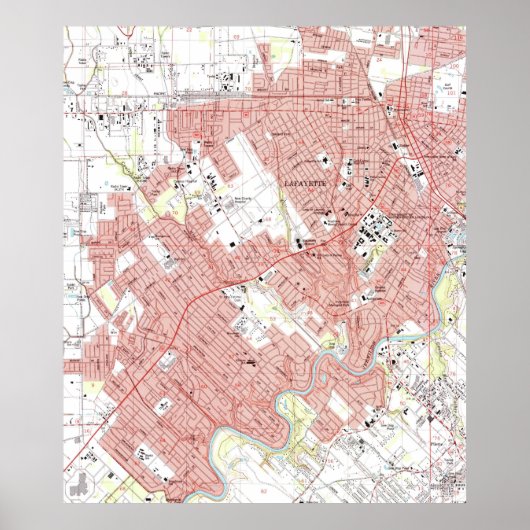 ラファイエット・ルイジアナの地図（1983年） ポスター (正面)