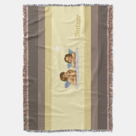 ラファエスタイリッシュルのアイボリーと茶色のシェード スローブランケット (正面縦)