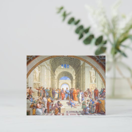 ラファエルのアテネ学校(プラトンとアリストテレス) ポストカード (スタンド正面)