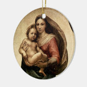 ラファエルの「システィン・マドンナ」詳細(1513年頃) セラミックオーナメント (左)