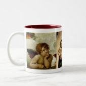 ラファエルの「システィン・マドンナ」詳細（1513年頃） ツートーンマグカップ (左)